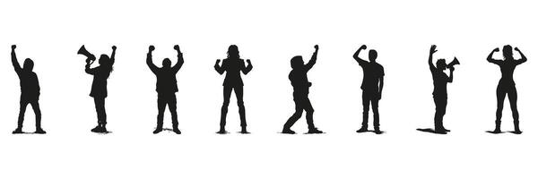 Protest And Activism Silhouette Set. Social Movement And Public Demonstration Symbol Collection. Advocacy And Awareness Use. Isolated Illustration vector