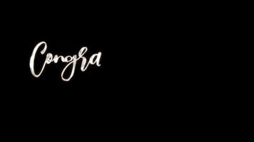 Silver text animation conveys celebratory congratulations elegantly. Perfect for videos, presentations, or digital greetings for special occasions. video
