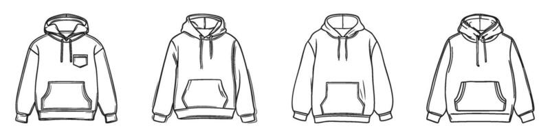 Hoodie Design Variations Set. Fashion Apparel Concepts Collection. Isolated Illustration vector