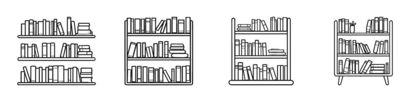 Bookshelf And Book Arrangement Set. Home Library And Organization Collection. Isolated Illustration vector