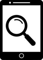 Tablet Search Icon - Mobile Device with Magnifying Glass for UI UX vector