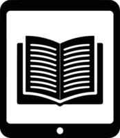 E-book Reader Icon - Tablet with Open Book Symbol for Digital Library vector
