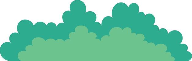 Flat green bush with rounded simple leafy shapes illustration vector