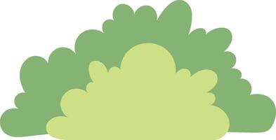 Flat cartoon bush with soft shapes and layered green foliage illustration vector