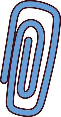 Blue paperclip in outlined style illustration