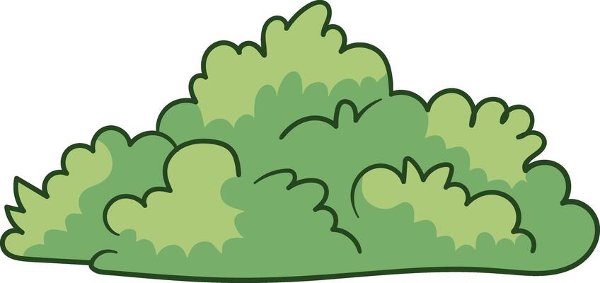 Cartoon green bush with layered rounded leaves illustration