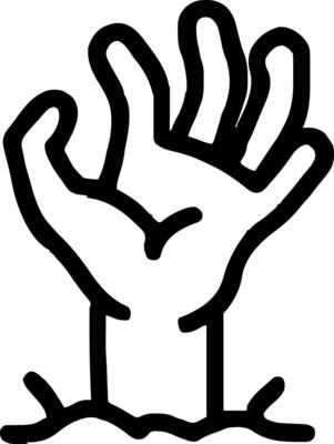 Zombie han rising icon illustration outline stroke minimalist black line