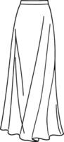 Flare skirt Minimalist line art hand drawn outline stroke vector