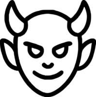 Devil head icon illustration outline stroke minimalist black line vector
