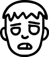 Zombie face head icon illustration outline stroke minimalist black line vector
