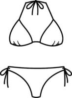 Bikini Minimalist line art hand drawn outline stroke vector
