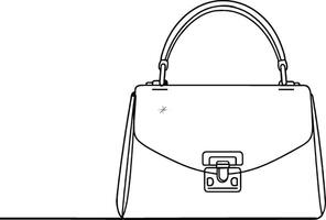 Hand bag Minimalist line art hand drawn outline stroke vector