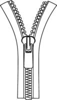 Zipper Minimalist line art hand drawn outline stroke vector
