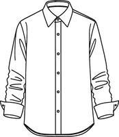 Shirt button up Minimalist line art hand drawn outline stroke vector