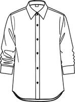 Button Up shirt Minimalist line art hand drawn outline stroke vector