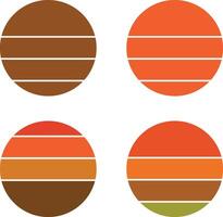 Sunset Landscape Set with Bright Gradient vector