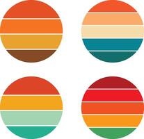 Bright Sunset Scene with Horizontal Lines Bundle vector