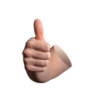 Thumb up hand gesture in approval position, showing acceptance, consent, and confirmation. Female photo