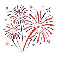 Patriotic Fireworks Display Red, Blue and Stars Display vector