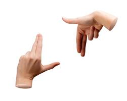 Hand gesture with fingers and thumbs forming rectangular frame for photography composition. Creative photo