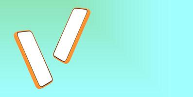 Phone mockup with two floating smartphones in pastel gradient background. Mobile devices in mint, photo