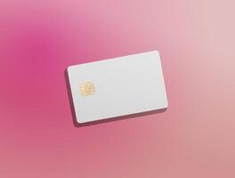 Bank card mock up. Blank plastic cards with gradient design and chip detail, flying and lying in photo