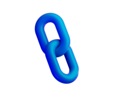 azul cadeia ligação ícone com uma lustroso terminar, simbolizando conexão e unidade. 3d ilustração png