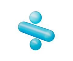 A sleek division symbol with a smooth, matte blue finish and soft lighting png