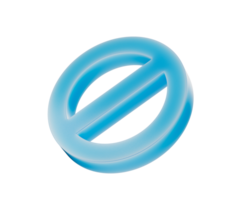 sleek blue prohibition icon with a diagonal bar, symbolizing restriction or denial. 3d illustration png