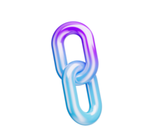 Chain link icon with blue and purple hues, symbolizing connection and unity. 3d illustration png