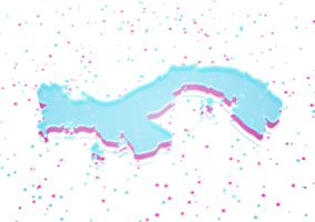 Illuminated Panama Data Map Neon Blue Light On Seamless Pattern Background 3D Illustration png