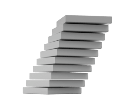 vit rektangulär block, lite offset till skapa en lutande torn effekt. 3d illustration png