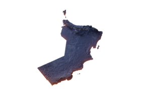 Illuminated Oman Data Map Highlighting Geographical Features Neon Glow Light 3D Illustration png
