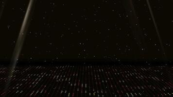 Digital Dot Pattern Animation with Red and Yellow Glowing Particles on Black Floor video