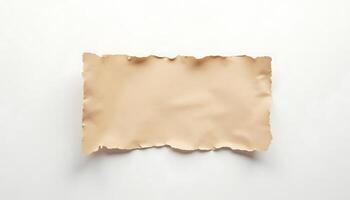 Aged parchment paper with burnt edges isolated on white background Descriptive image by you Generated using AI photo