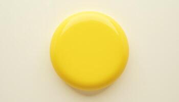 Bright yellow round object on light surface minimalistic design vibrant color art concept Generated using AI photo