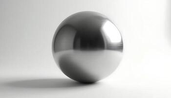 A shiny reflective metallic sphere casting soft shadows in bright lighting environment Generated using AI photo