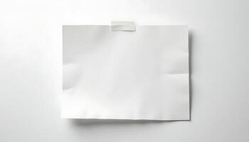 Blank white paper taped on white wall ready for creative use generated using ai photo