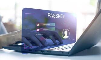 concept of using Passkey instead of a code set for security Biometric Lock photo