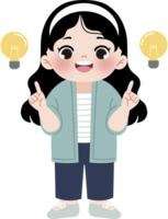 girl have ideas with lightbulb png