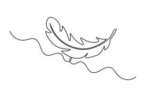 One line feather sketch in minimalist style perfect for simple modern illustration vector