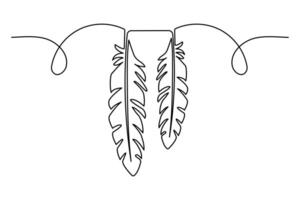 Minimal feather icon with elegant outline created in one continuous line style vector