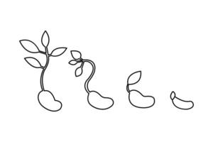 Modern minimalist one line sketch of a growth plant icon isolated for nature concept art vector
