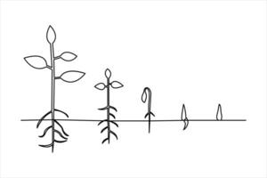 One line plant growing icon for eco symbol minimal style isolated with black clean outline vector