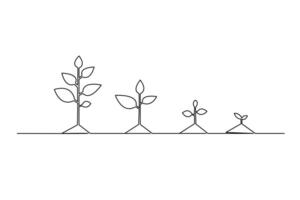 Simple growth plant line drawing icon in clean minimal continuous stroke on white background vector