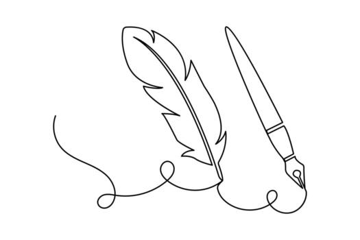 Simple feather icon with continuous one line drawing and clean modern design style vector