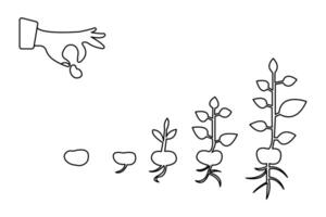 Hand sketched growth plant icon in one line art minimal concept on white background vector