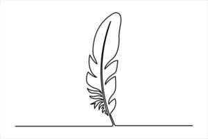 Modern feather sketch with continuous line design isolated in white background vector