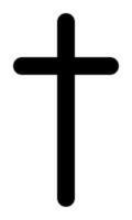 Christian cross, black and white silhouette illustration of religious rounded Latin cross shape, isolated on white background vector