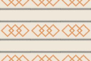 Fabric pattern design pattern with brown cream color background ikat ethnic decor. vector